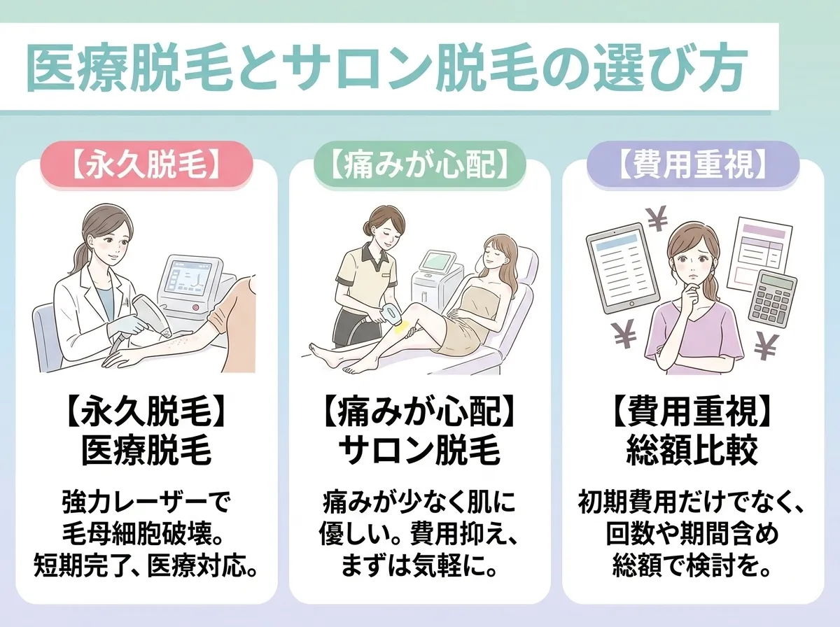 医療脱毛とサロン脱毛ではどっちを選ぶべき?
