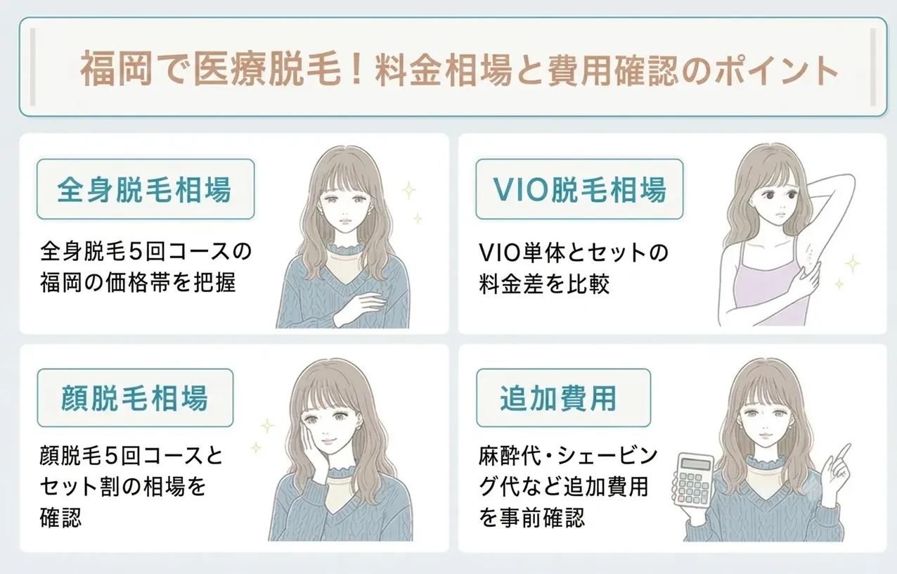 福岡の医療脱毛の料金相場と費用の確認ポイント