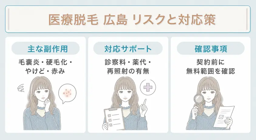 広島の医療脱毛を受ける前にリスクや症状発生時の対応を確認することを説明