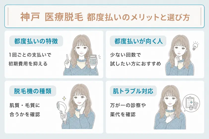 神戸三宮エリアで都度払いに対応するクリニックはまず試してみたい方にメリットがあることを説明