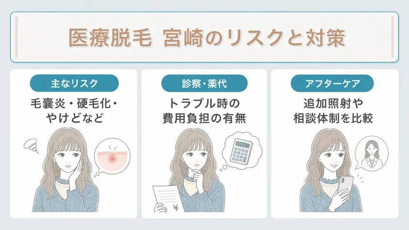 宮崎の医療脱毛で起こりうる副作用とリスクも考えておくことを説明