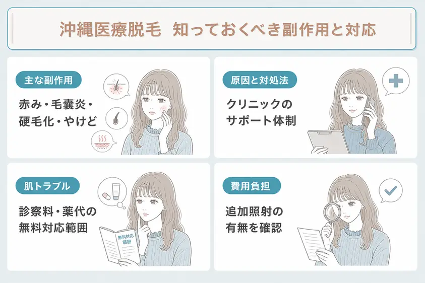 沖縄の医療脱毛クリニックの副作用リスク対応について説明