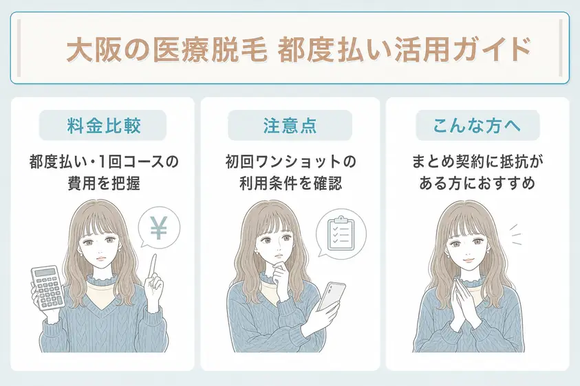 都度払い・1回からの医療脱毛ができる大阪のクリニック