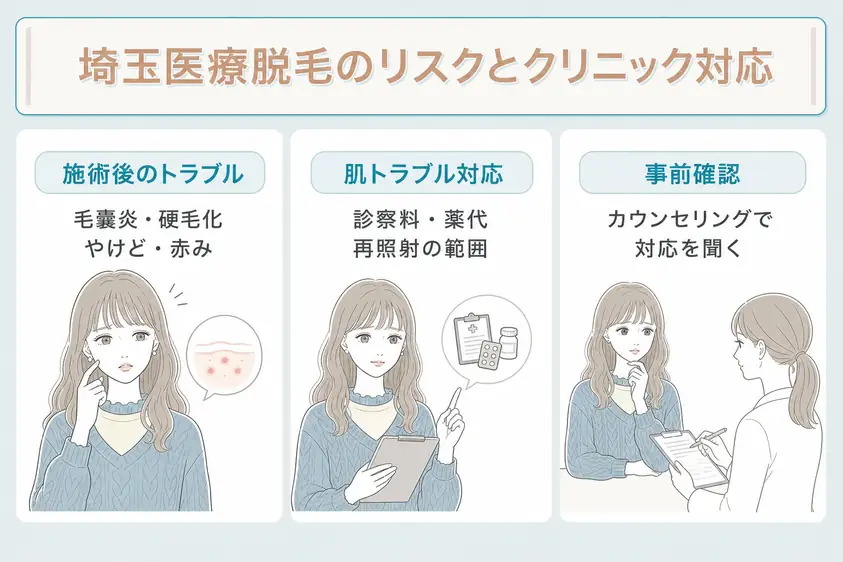埼玉大宮エリアで医療脱毛を受けるにあたって肌トラブルの対応について確認することを説明