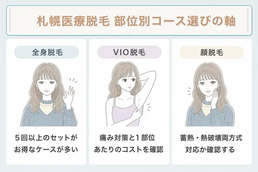 札幌の医療脱毛の部位別コース選びの軸